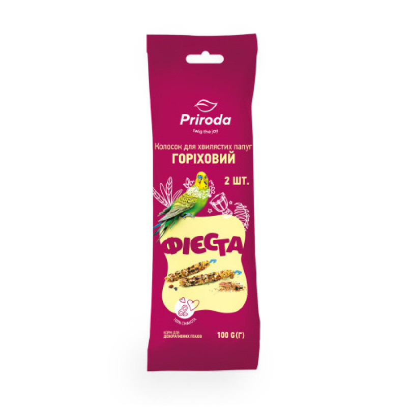 Ласощі Природа Фієста Колосок для хвилястих папуг горіховий 100 г